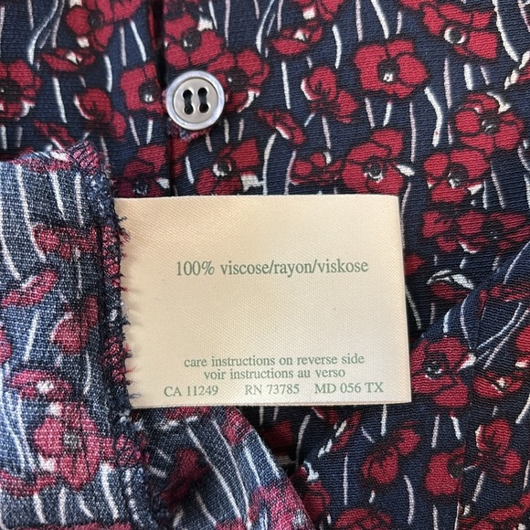 Laura Ashley Vintage Y2K Button Down Floral Midi Sun Dress Red White Blue Size 8 - Picture 6 of 6
